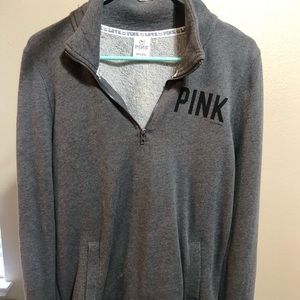 Victorias Secret Pink Gray Quarter Zip Pullover